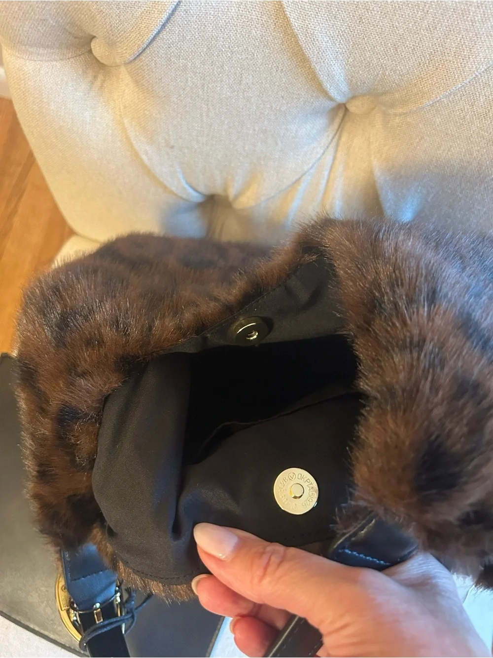 BCBGeneration Tik Tok Viral Leopard Faux-Fur Shoulder Bag with Black Handle(NWT)